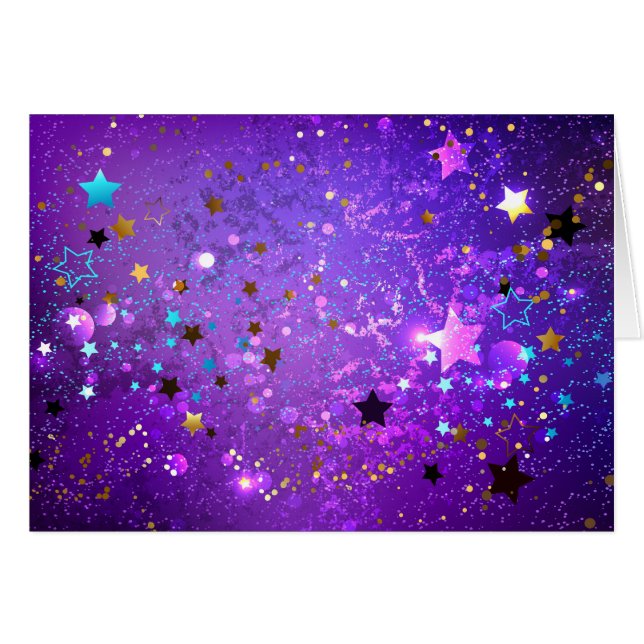 Arrière - plan de feuille violet avec étoiles (Devant horizontal)