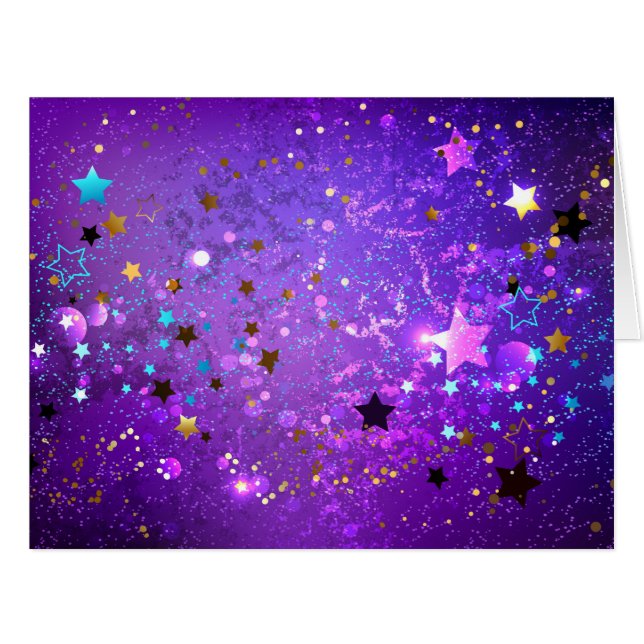 Arrière - plan de feuille violet avec étoiles (Devant horizontal)