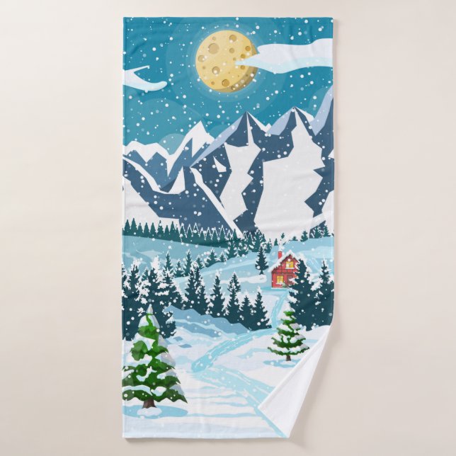 Arrière - plan de Noël d'hiver. Pin bois et sn (Serviette de bain)