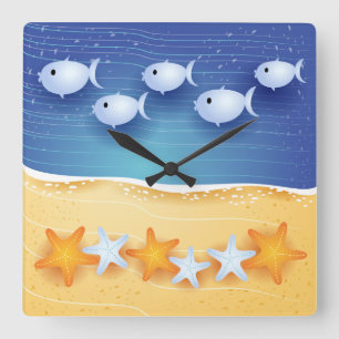 Arrière - plan de plage, horloge murale