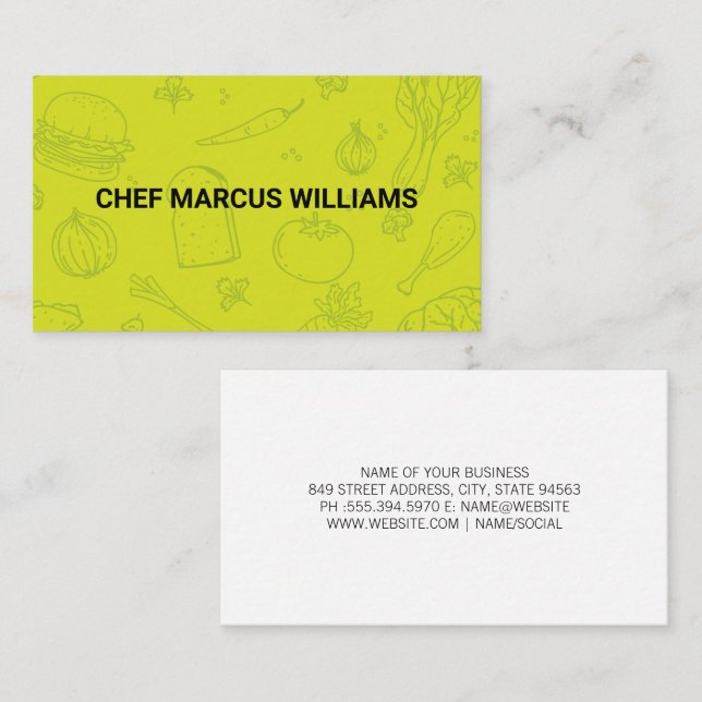 Arrière - plan écologique alimentaire | Chef Carte (Devant / Derrière)