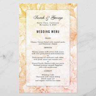 Arrière - plan floral rose jaune menu personnalisé
