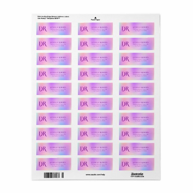 Arrière - plan holographique coloré (Feuille entière)
