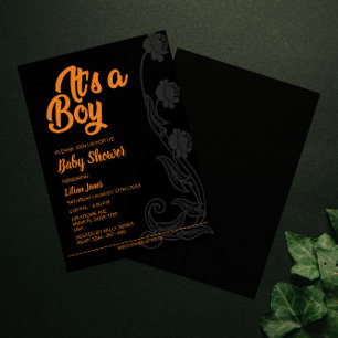 Arrière - plan noir Flower Invitation Baby shower