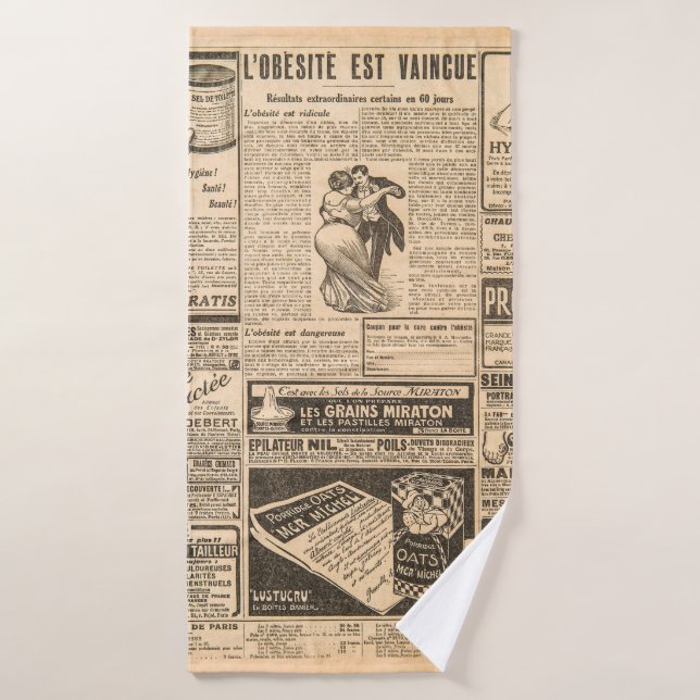 Arrière - plan papier usagé. Pages de vieux journa (Serviette de bain)