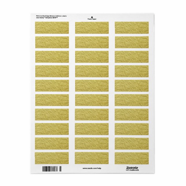 Arrière - plan personnalisé Gold Foil Texté (Feuille entière)