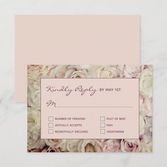 Arrière - plan Rose des cartes RSVP rose Gold Rose (Devant / Derrière)