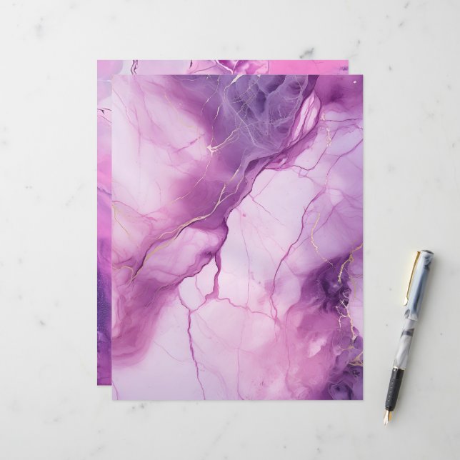 Arrière - plans de papier papier  en marbre rose e (Devant/Arrière en situation)