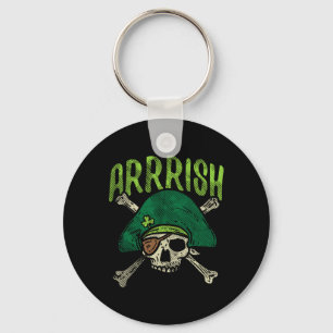 Arrish Irish Pirate Skull Leprechaun St Patricks D Keychain