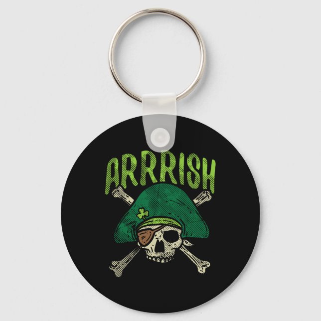 Arrish Irish Pirate Skull Leprechaun St Patricks D Keychain (Front)