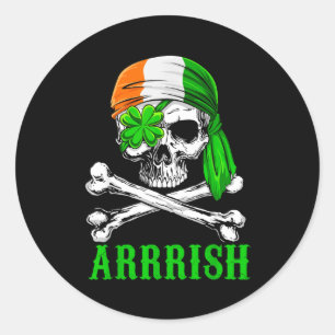 Arrish Irish Rate Skull St Patricks Day Clover Gif Classic Round Sticker