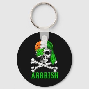 Arrish Irish Rate Skull St Patricks Day Clover Gif Keychain