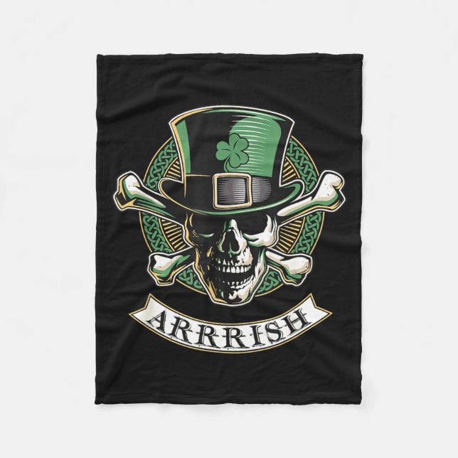 Arrish Irish Rate St Patricks Day, Rate Men Funny  Fleece Blanket (Front)