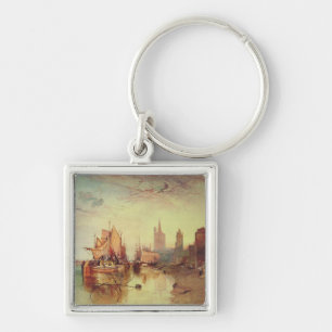 Arrival of a Packet Boat by Joseph Turner Keychain