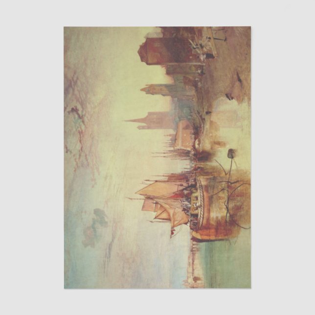 Arrival of a Packet Boat by Joseph Turner Tissue Paper (Front)