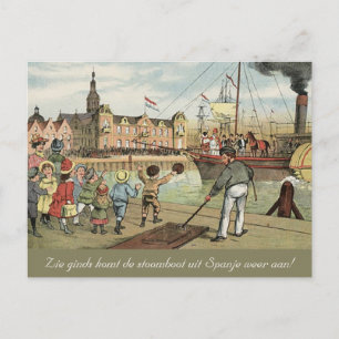 Arrival of Sinterklaas Dutch St. Nick Vintage Postcard