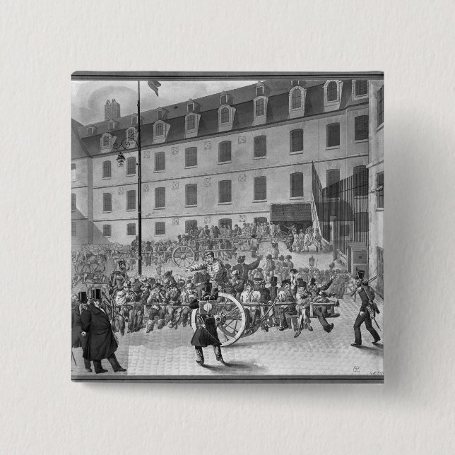 Arrival of the convicts at Bicetre 2 Inch Square Button (Front)