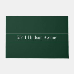 Arrived Forest Green and White Street Address Doormat
