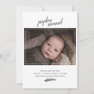 Arrived New Baby Boy Photo Birth Announcement