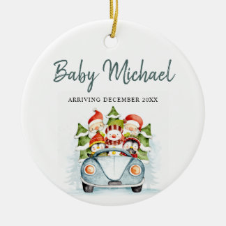 Arriving Baby Boy Pregnancy Announcement Ceramic Ornament