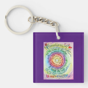 Arrondi Arc-en-ciel Cancer Poème Pendentif d'art P