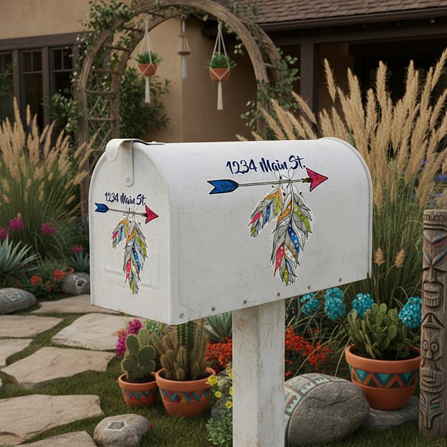Arrow and feathers mailbox address sticker (Creator Uploaded)