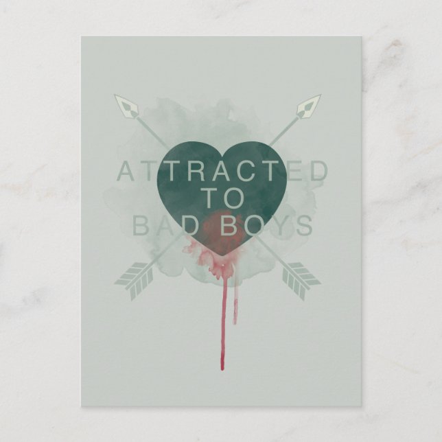 Arrow | "Attracted To Bad Boys" Pierced Heart Postcard (Front)