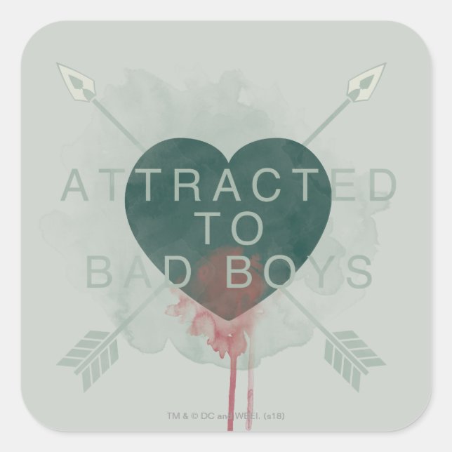 Arrow | "Attracted To Bad Boys" Pierced Heart Square Sticker (Front)