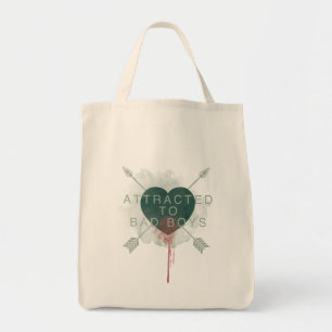 Arrow   "Attracted To Bad Boys" Pierced Heart Tote Bag