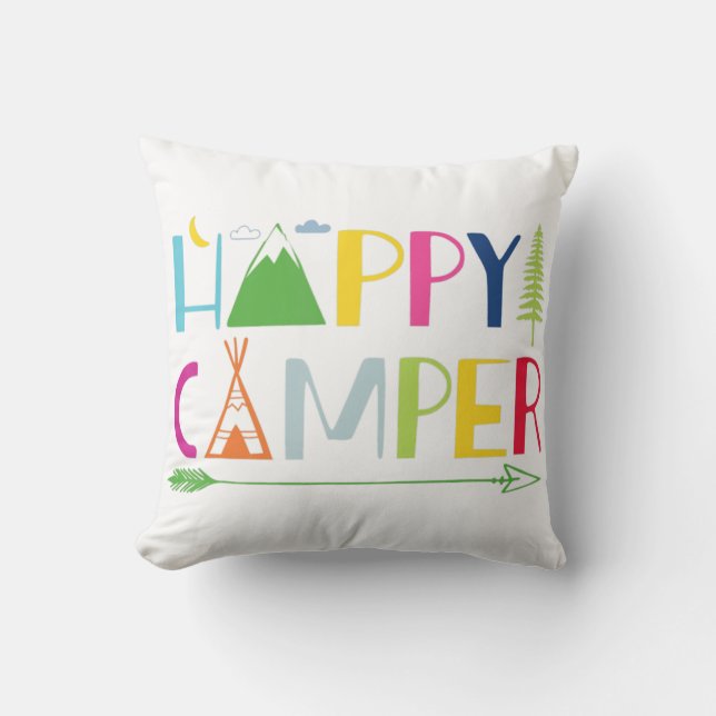 Arrow Camper Happy Summer Camp Camping Gift Men Wo Throw Pillow (Front)
