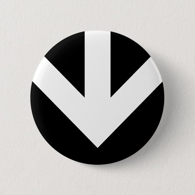 arrow down. colour customizable. 2 inch round button (Front)