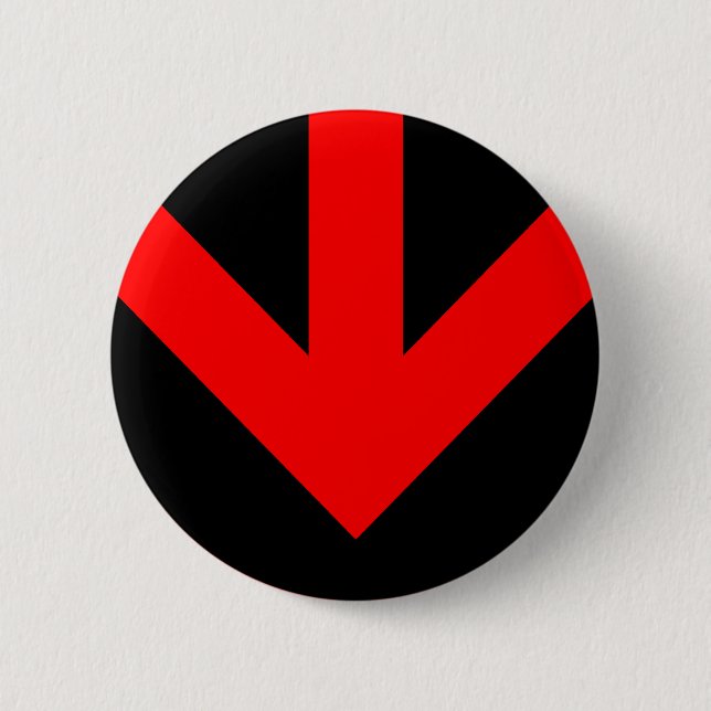 arrow down. colour customizable. 2 inch round button (Front)