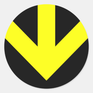 arrow down. colour customizable. classic round sticker