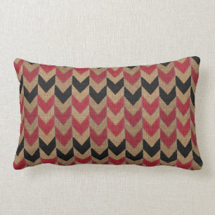 Arrow Down Pattern   Tan, Dark Red and Black Lumbar Pillow