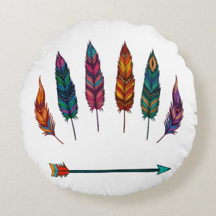 arrow & feathers round pillow