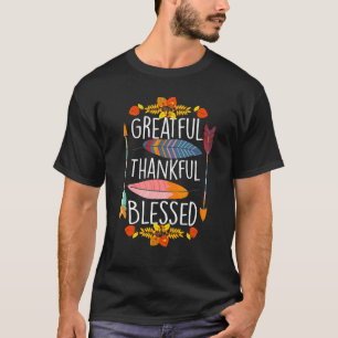Arrow Flower Grateful Thankful Blessed  Thanksgivi T-Shirt