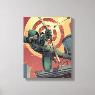 Arrow   Green Arrow Fires From Rooftop Canvas Print