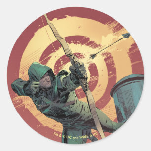 Arrow Green Arrow Fires From Rooftop Classic Round Sticker