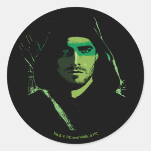 Arrow   Green Arrow Green Stylized Cutout Classic Round Sticker
