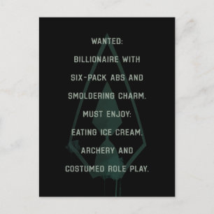 Arrow   Green Arrow Parody Wanted Post Postcard
