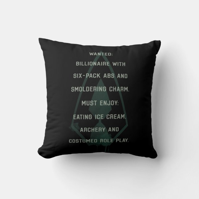Arrow | Green Arrow Parody Wanted Post Throw Pillow (Front)