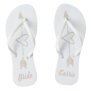 Arrow Heart Brides Wedding Flip Flops