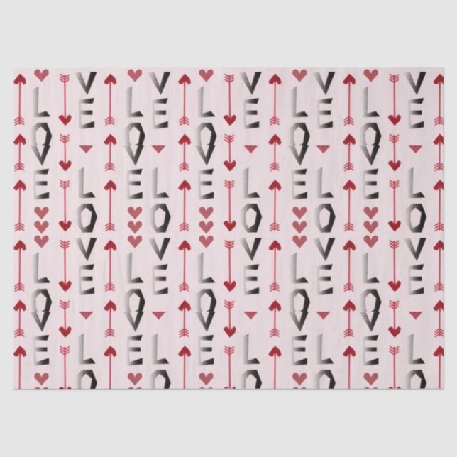 Arrow, Heart & Love Romantic Design Tissue Paper (Front)