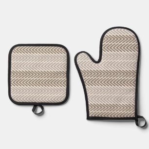 Arrow Heat Taupe Grey Silver Quilted Oven Mitt & Pot Holder Set