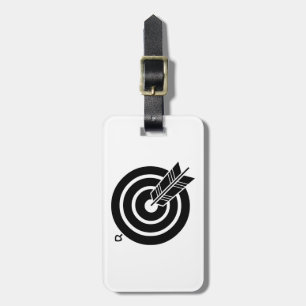 Arrow hit a round target throw pillow luggage tag