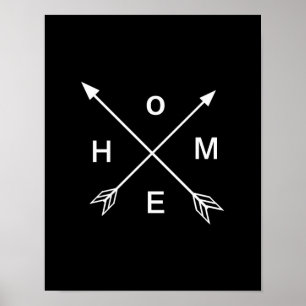 Arrow Home Art Print Black and White Minimal Art