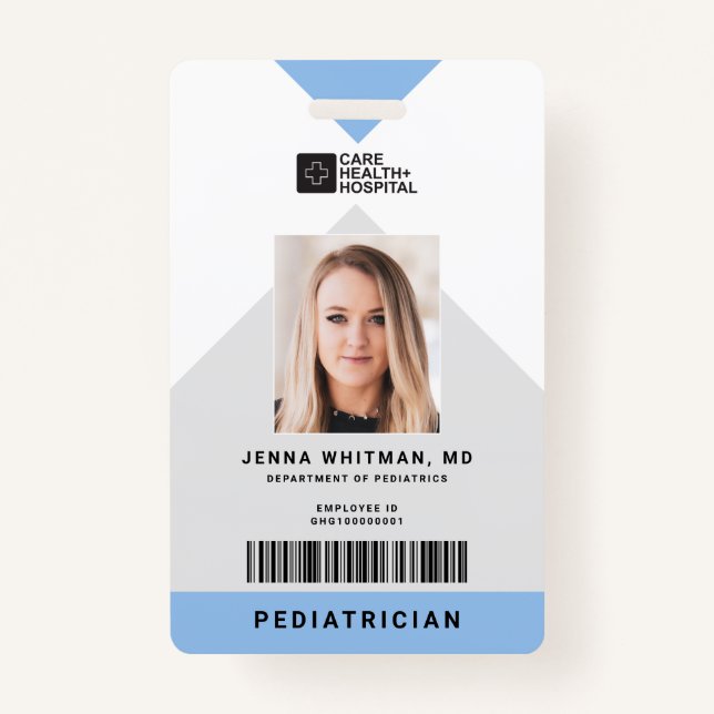 Arrow Medical Staff ID + Barcode Vertical Badge (Front)
