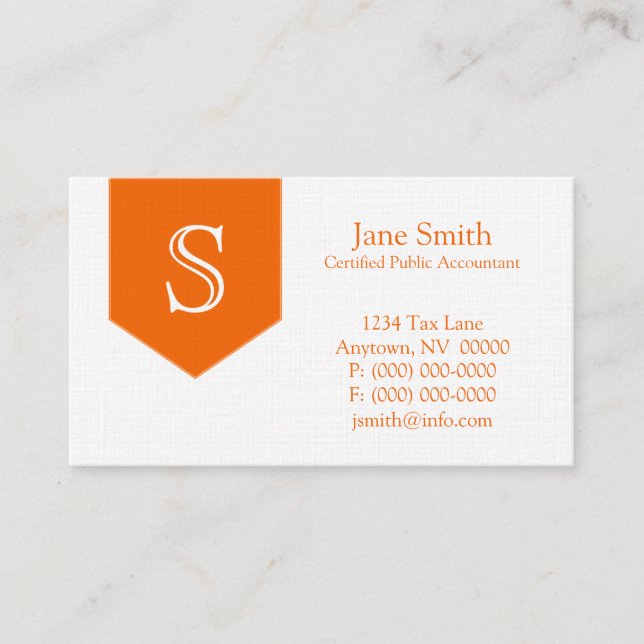 Arrow Monogram Business Card, Orange Card (Front)