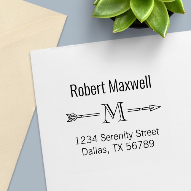 Arrow Monogram Initial Address Self-inking Stamp (Creator Uploaded)