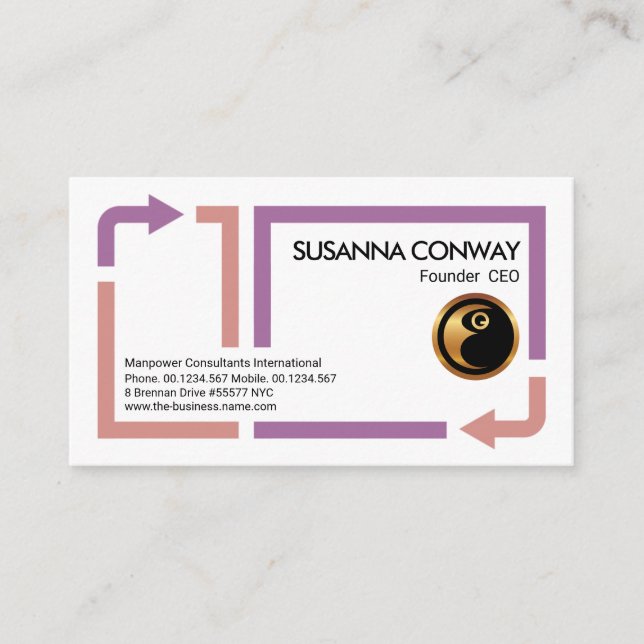 Arrow Movement Border Frame Manpower Staffing Business Card (Front)